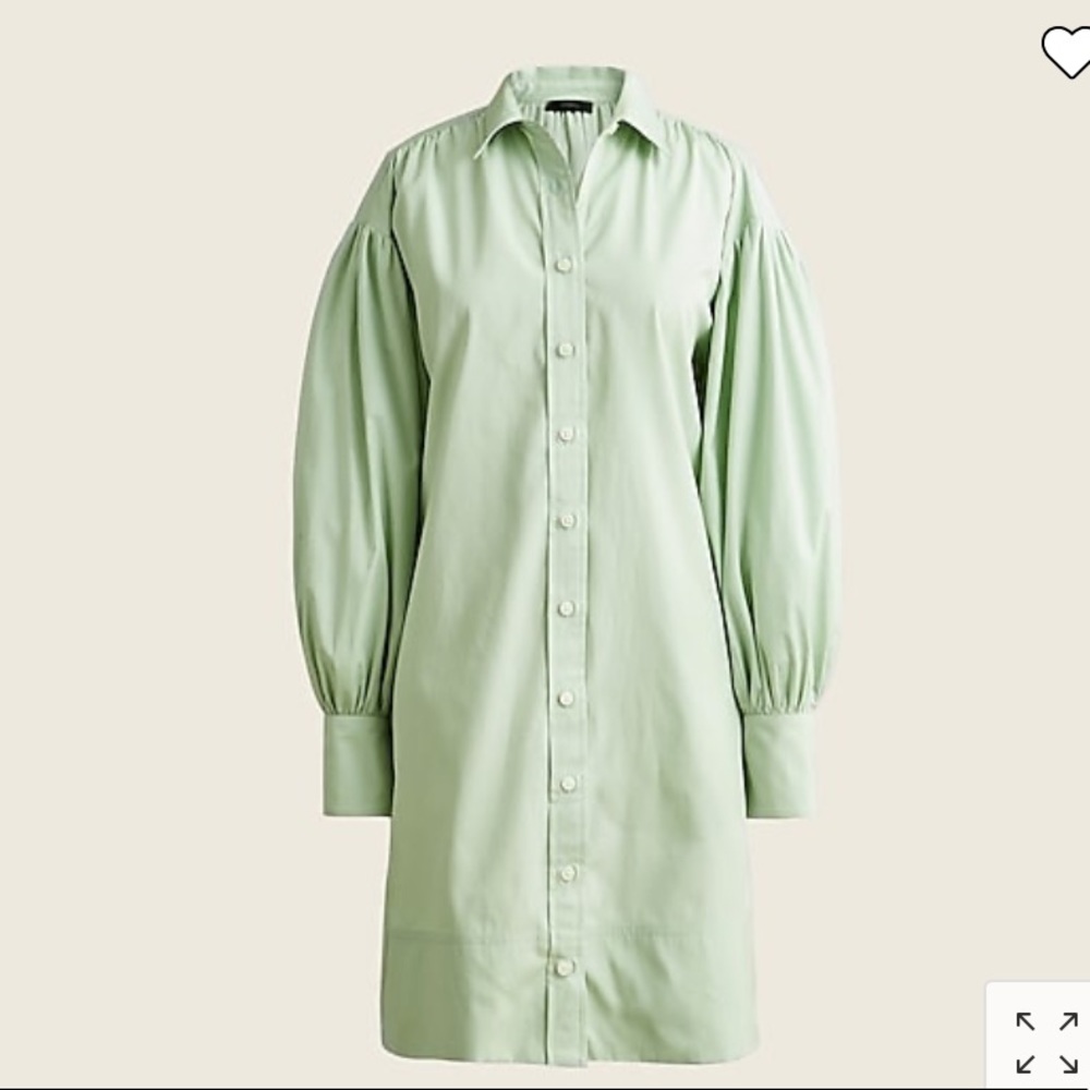 Puff-sleeve cotton‎ poplin mini shirtdress